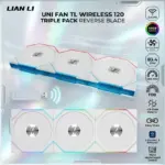 LIAN LI UNI FAN TL Wireless 120 Triple Pack Reverse Blade White 120mm ARGB PWM Case Fans , 2.4GHz Wireless Sync , Daisy Chain , L-Connect 3 | 12RTL1W3W