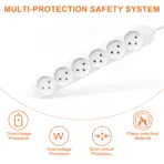 6-Way Schuko Power Strip 16A / 3500W With 1.5M Cable , 220–250VAC , Overload Protection , 6 AC Grounded Sockets Extension Cable | WHITE - Image 6