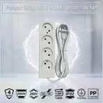 Power Strip with 4 Universal Socket & 1.5M Extension Cable 2500W ,250V, 10A /16A | EU Outlet | IP22 Grounded Extension Socket For Home & Office