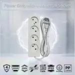Power Strip with 4 Universal Socket & 1.5M Extension Cable 2500W ,250V, 10A /16A | EU Outlet | IP22 Grounded Extension Socket For Home & Office