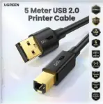UGREEN USB Printer Cable 5 Meters ,USB 2.0 Type A To Type B Printer Cable, 480Mbps Gold-Plated, High-Speed Printer Cord Compatible with Printers & Scanners, Piano, Dac, and More