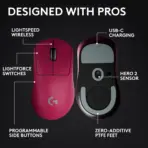 Logitech G PRO X SUPERLIGHT 2 Wireless Gaming Mouse With HERO 2 Sensor Up To 44,000 DPI, LIGHTSPEED 8K Polling, LIGHTFORCE Hybrid Switches, 95-Hour Battery, 60g Ultra-Light Design | PINK ~ 1 Month Warranty - Image 6