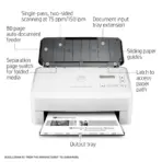 HP ScanJet Enterprise Flow 7000 s3 L2757A Sheet-Feed Scanner, 75ppm 150ipm Duplex, 80-Sheet ADF, 600dpi, OCR, TWAIN ISIS, USB 3.0, 7,500 Page Duty Cycle | WHITE - Image 3