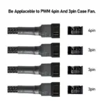 PWM Fan Splitter Cable 1-To-4 Black Mesh Sleeved – 4-Pin Female To 4x 4-Pin Male Connectors – 10 Inch Extension – Supports RPM Signal On One Fan – Compatible With 3-Pin & 4-Pin Fans - Image 4