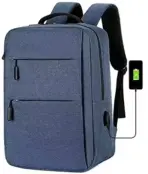 Laptop Backpack - for Tablets & Laptops up to 15.6" - Waterproof - Electronics Protection  - Scratchproof - Travel Friendly - Organized Compartments - USB Charge Port - Slim Casual Business Design - Heavy Duty - 42 x 12 x 30 cm - DENIM BLUE