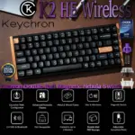 Keychron SPECIAL EDITION K2 HE Wireless 75% Magnetic Switch Keyboard With Gateron Double-Rail Nebula Switches, Dynamic Trigger, Analog Mode, Rapid 1000Hz Polling, Hot-Swappable & Rosewood Frame , Additional Keycaps for Windows/macOS/Linux | K2H-F1