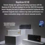 Keychron SPECIAL EDITION K2 HE Wireless 75% Magnetic Switch Keyboard With Gateron Double-Rail Nebula Switches, Dynamic Trigger, Analog Mode, Rapid 1000Hz Polling, Hot-Swappable Aluminum & Rosewood Frame , Additional Keycaps for Windows/macOS/Linux | WHITE K2H-Q1 - Image 2