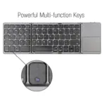 B033 Mini Foldable Wireless Bluetooth Keyboard With Built-In Touchpad – 64 Keys, Triple-Folding, Rechargeable, Compatible With Android, Windows, iOS |  GREY - Image 7