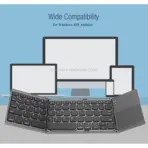 B033 Mini Foldable Wireless Bluetooth Keyboard With Built-In Touchpad – 64 Keys, Triple-Folding, Rechargeable, Compatible With Android, Windows, iOS |  GREY - Image 8