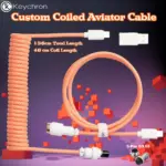 Keychron Custom Coiled Aviator Cable With Straight Connector, 136cm Total Length, Detachable 5-Pin GX12 Port, USB Type-C Compatibility, Durable Nylon Braid | Orange Pink  