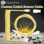 Keychron Custom Coiled Aviator Cable With Straight Connector, 136cm Total Length, Detachable 5-Pin GX12 Port, USB Type-C Compatibility, Durable Nylon Braid | YELLOW 