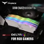 Team Group T-Force Delta RGB DDR5 8GB RAM White Kit (2x 8GB) 288-Pin 6000MT/s PC5-48000 CL38 1.25V Intel XMP 3.0 & AMD EXPO Desktop Memory | WHITE ~ FF4D516G6000HC38ADC01 - Image 2