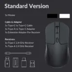Keychron M3 Wireless RGB Mouse, PixArt PAW3395 Sensor with Programmable Macro Button 26,000 DPI Supports Bluetooth 5.1 / 2.4 Ghz / Wired (type-C cable) , 79g Ultra-Light Ergonomic Design ; Kailh GM 8.0 Micro Switch ; Windows & macOS | Black M3-A1