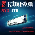 Kingston NV3 4TB PCIe 4.0 NVMe SSD M.2 2280 Interface Internal Solid State Drive, 3D NAND , Blazing Speed up tp 6000 MBs , Gen 4x4 NVMe PCIe Performance | SNV3S/4000G