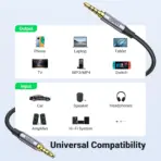 UGREEN AUX 3.5mm Audio Braided 4-Pole Cable with TRRS Stereo Aux Jack , 5 meters Hi-Fi Shielded Male-To-Male Cord With Mic Support, Gold-Plated Plugs, Nylon Braid, Universal Compatibility |  90788  - Image 3