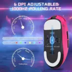 ATTACK SHARK X8SE Wireless Gaming Mouse With PAW3311 Sensor, 25,000 DPI, 1000Hz Polling Rate, Tri-Mode Connectivity, And 500mAh Battery | Berry Red - Image 6