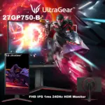 LG UltraGear® 27GP750-B 27 inch FHD IPS 1ms 240Hz HDR Monitor with G-SYNC® Compatibility - AMD FreeSync Premium - Thin Bezel - Tilt, Height, Pivot Adjustable | BLACK & RED 