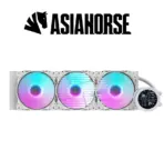 ASIAHORSE 360mm ARGB Liquid Cooler with LCD Display – 3x120mm PWM Fans, 2.8" IPS Screen, Copper Cold Plate, 65CFM, Intel & AMD Compatible, White