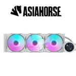 ASIAHORSE 360mm ARGB Liquid Cooler with LCD Display – 3x120mm PWM Fans, 2.8" IPS Screen, Copper Cold Plate, 65CFM, Intel & AMD Compatible, White
