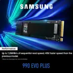 Samsung 990 EVO Plus 4TB NVMe M.2 SSD With PCIe 4.0 x4 / 5.0 x2, 7,250MB/s Read, 6,300MB/s Write, 1.4M IOPS, V-NAND TLC, HMB Cache, AES-256, 2,400TBW | MZ-V9S4T0BW