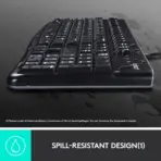 Logitech K120 USB Keyboard Full-Size Wired Plug & Play Spill-Resistant Durable Design With Number Pad, Adjustable Tilt Legs, Deep-Profile Keys, Compatible With Windows | CARBON BLACK  - Image 6