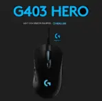 Logitech G403 Hero 25K Gaming Mouse -  Lightsync RGB - Lightweight 87G - Braided Cable - 25,600 DPI - 6 Programmable Buttons - Rubber Side Grips - Black