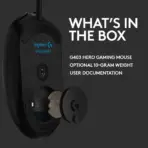 Logitech G403 Hero 25K Gaming Mouse -  Lightsync RGB - Lightweight 87G - Braided Cable - 25,600 DPI - 6 Programmable Buttons - Rubber Side Grips - Black - Image 3