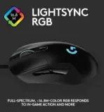Logitech G403 Hero 25K Gaming Mouse -  Lightsync RGB - Lightweight 87G - Braided Cable - 25,600 DPI - 6 Programmable Buttons - Rubber Side Grips - Black - Image 5