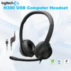 Logitech H390 USB Computer Headset With Digital Stereo Sound, 30mm Drivers, Noise-Canceling Rotating Microphone, Inline Volume & Mute Controls, Leatherette Cushions, Plug-And-Play USB Connection, PC/Mac/Laptop | Black 