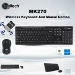 Logitech MK270 Wireless Keyboard And Mouse Combo – Full-Size Layout, 8 Media Keys, Spill-Resistant, 36-Month Keyboard Battery, 2.4GHz USB Receiver, Optical Mouse, Supports Windows® & ChromeOS™ | Black