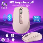 Logitech MX Anywhere 3S – Ultra-Precise 8K DPI Mouse Any-Surface Tracking, MagSpeed Scroll, USB-C Rechargeable, Quiet Clicks, Bluetooth Only, Up to 3 Devices At The Same Time, Works on Glass, Programmable Buttons, Win/macOS/ChromeOS/Linux | ROSE PINK