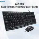 Logitech MK200 Media Corded Keyboard & Mouse Combo, USB Plug & Play, Spill-Resistant, Full-Size with Number Pad & 8 Hotkeys, Optical Mouse, Windows 10/11 – Graphite Grey