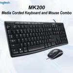 Logitech MK200 Media Corded Keyboard & Mouse Combo, USB Plug & Play, Spill-Resistant, Full-Size with Number Pad & 8 Hotkeys, Optical Mouse, Windows 10/11 – Graphite Grey