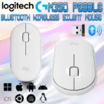 Logitech M350 Pebble Wireless Silent Mouse with Bluetooth or 2.4 GHz Receiver, Slim Computer Mouse with Quiet Clicks, for Laptop/Notebook/iPad/PC/Mac/Chromebook | WHITE  - Image 4