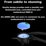 Fractal Lumen S24 RGB V2  ARGB Liquid Cooler With Six Addressable LEDs, Copper Cold Plate, Dual Aspect 12 RGB PWM Fans, Dark Stealth Mode, 400mm Tubes, And Wide Intel/AMD Socket Support | BLACK ~ FD-W-L1-S2412 - Image 4