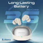 Promate Lush-Pro IntelliTouch True Wireless Earbuds With Bluetooth 5.4, Dual Mic Clarity, 36H Battery Life, IPX4 Water Resistance, 10mm Drivers & Ergonomic Fit | IVORY WHITE - Image 5