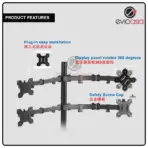 4 MONITOR ARM FULLY ADJUSTABLE DESK MOUNT STAND FOR 4 SCREEN UP TO 17”-30" - Image 7