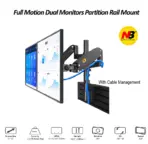 NB D22 Dua Monitor Wall Mount Arm – 22"–32" Support, 12Kg Load, ±180° Swivel, 360° Rotation, +85°/-30° Tilt, 530mm Reach, VESA 75x75/100x100, Aluminum Alloy Build, Black | NB-D22