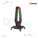 MARVO HZ10 Headset Holder with ARGB Lighting, 3 USB 2.0 Ports, 3.5mm Audio Jack, USB-Powered, Durable Design - Image 4
