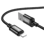 Hoco X89 Fast Charging Data Cable for iPhone: 2 Meter Length, 2.4A Charging Speed, Durable Nylon Braided, High-Speed Data Transfer, MFI Certified.