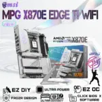 MSI MPG X870E EDGE TI WiFi White ATX Motherboard – AMD Ryzen 9000 / 8000 / 7000 Series Support | DDR5 8400+ MHz | Wi-Fi 7 & 5G LAN | PCIe 5.0 | USB4 | 14+2+1 Power Design | Frozr Cooling & Mystic Light