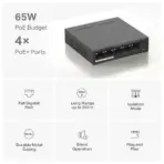 TP-Link 5-Port Gigabit Desktop Switch with 4-Port PoE+, up to 10 Gbps switching capacity, 65 W PoE Budget up to 250 m Transmission, desktop or wall-mounting design, Plug and play, metal case(LS105GP) - Image 3
