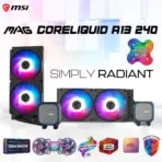 MSI MAG CoreLiquid A13 240 ARGB 240mm AIO Liquid Cooler, Dual 120mm CycloBlade 7 Fans, 3800RPM Pump, Copper Base, 20 FPI Radiator, LGA1700 1851 AM5 AM4 | BLACK