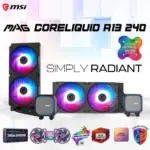 MSI MAG CoreLiquid A13 240 ARGB 240mm AIO Liquid Cooler, Dual 120mm CycloBlade 7 Fans, 3800RPM Pump, Copper Base, 20 FPI Radiator, LGA1700 1851 AM5 AM4 | BLACK