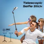 MagSafe Compatible Extendable Monopad and Tripod Stand With Remote Control | 2-in-1 Tripod & Selfie Stick | 10m Wireless Range | 360° Rotatable Design | Adjustable Angles