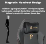 APEX SEAT SLENDERMAN Gaming Chair With PU Leather + Velvet + Suede Upholstery ,  90–155°  Recline , 2D Armrests,  Class 4 Gas Lift, Metal Frame , Memory Foam  , Backrest Cushion & Magnetic Headrest Included | SLEEK BLACK ~ AP-2155 - Image 6