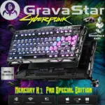 GravaStar Mercury K1 Pro Cyberpunk Special Edition 75% Tri-Mode Mechanical Keyboard With FR4 Plate,  x Kailh Speedy Mint Linear Switches , Dual RGB Zones, 8000mAh Battery, PBT Keycaps, Aluminum Alloy Exoskeleton 