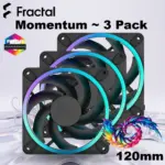 Fractal Momentum 12 ARGB 3-Pack High-Performance 120mm Fans With ARGB Gen 2 Lighting, LCP Blades, FDB Bearing, PWM Control, Zero RPM Mode, High Airflow And Low Noise ~ Black FD-F-MR1-1203 
