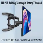 NB P65 Cantilever TV Wall Mount ; Fits 55″–85″ Flat Panels ; Full Motion Tilt +8°/-5°, Swivel 180°, Rotation ±4°, Max Load 68.2 kg, Max Extension 500 mm, Powder-Coated Steel