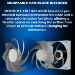 Gamdias Notus M1-1201 WH ARGB 120mm PWM Fan With 400-1600 RPM, 57.56 CFM Airflow, Hydraulic Bearing, Reverse Blade Swappable Option (intake ↔ exhaust), Low Noise 25dBA, And Motherboard ARGB Sync | WHITE  - Image 6